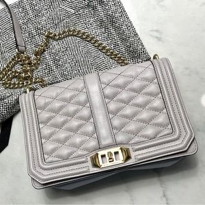 Rebecca Minkoff Light gray/taupe quilted love bag with dust bag.